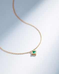 Suzanne Kalan Princess Mini Emerald Pendant in 18k yellow gold White Diamond Necklace, Diamonds Necklace, Princess Collection, Emerald Pendant, White Diamonds, Princess Cut, Necklace Length, Diamond White, Gold Pendant