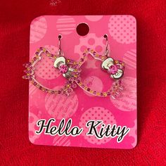 Hello Kitty Earrings. Trendy Cat Design Jewelry For Party, Trendy Cat Design Jewelry For Parties, Trendy Cat Ears Earrings For Gift, Trendy Cat Ears Earrings As Gift, Trendy Jewelry With Cat Ears For Gift, Pink Cat Ears Jewelry As Gift, Pink Cat Ears Jewelry As A Gift, Trendy Pink Hello Kitty Jewelry, Pink Cat Design Earrings With Cat Ears Shape