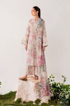 UE-280 PRINTED LAWN (PRE-ORDER) Shirt Front, Back & Sleeves: Printed Lawn Sleeves Lace: Borer Embroidered Organza(0.90 M) Dupatta: Printed Silk Trouser: Printed Lawn All colours may vary due to shoot & light.Dispatch time : 5-8 weeks Lawn Kurti Designs Latest, Lawn Kurti Designs, Organza Suits, Kurti Designs Latest, Embroidered Organza, Dresses Chiffon, Silk Trousers, Lawn Suits, Traditional Dress