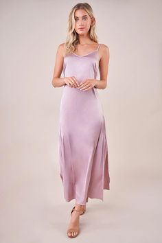 Dreaming Satin Maxi Slip Dress Jolie Vaughan | Online Clothing Boutique near Baton Rouge, LA Sparkly Clutch, Online Clothing Boutiques, Maxi Slip Dress, Satin Maxi, Dress Spaghetti, Formal Dresses For Women, Spaghetti Strap Dresses, Strappy Heels, Purple Dress