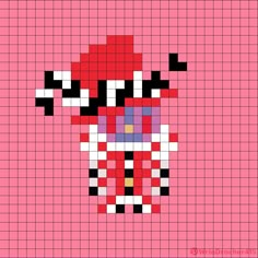 a cross stitch pattern with a red and white clown on it's face in the middle