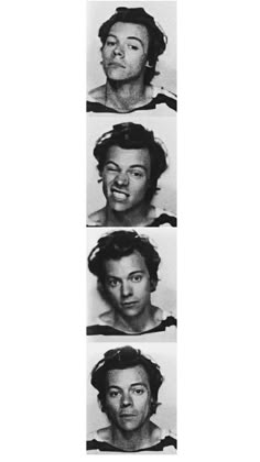 four mug shots of people with different facial expressions