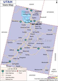 a map of salt lake city, utah with the capital and major cities on it