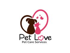 the logo for pet love is shown with a dog and cat in it's heart