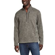 With its knitted sweater fleece exterior and brushed fleece interior, this 1/2-zip pullover combines great looks and functional warmth. Works equally well on its own or as a cold-weather layer.Models shown are 6'0" to 6'2" tall, wearing size M/32x32. Half-zip Fall Outdoor Sweater, Half-zip Fall Sweater For Outdoor, Half-zip Winter Outdoor Sweater, Winter Half-zip Outdoor Sweater, Winter Outdoor Half-zip Sweater, Fleece Sweater For Outdoor Activities, Winter Half-zip Fleece Sweater, Fall Half-zip Sweatshirt For Outdoor Activities, Pullover Sweater Men