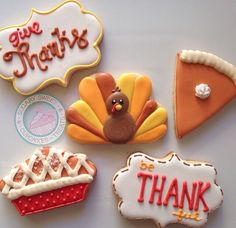 decorated cookies with thanksgiving sayings on them