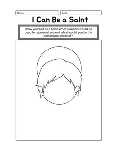 a coloring page with the words i can be a saint and an image of a man's head