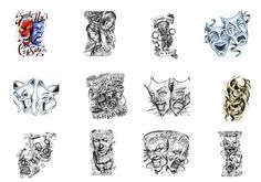 a bunch of different tattoo designs on a white background with the words tattoos written below them