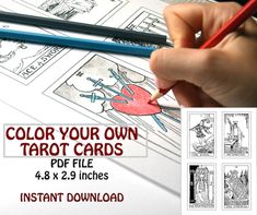 color your own tarot cards with 4 8 x 2 9 inches instant printable