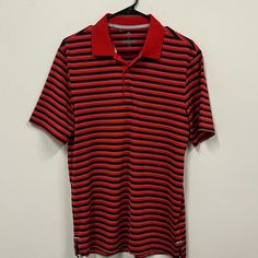 Brand: Adidas Color: Red, Black Size: Small Condition: Never Worn Red Collared Sports Top, Red Short Sleeve Top For Golf, Fitted Red Polo Shirt For Sports, Adidas Cotton Golf Tops, Adidas Casual Short Sleeve Polo Shirt, Red Collared Polo Shirt For Sports, Red Cotton Golf Top, Casual Red Polo Shirt For Sports, Sporty Red Collared Polo Shirt