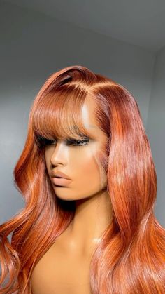 @me11eme1 Pink And Light Brown Hair Black Women, Jt Side Part With Bang, Bang Wig Hairstyles, Side Part With Bangs, Closure Wig Hairstyles, Ginger Hairstyles, Cute Hair Colors, Pretty Braided Hairstyles