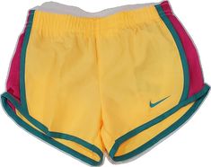 Playful Pink Workout Bottoms, Playful Pink Sports Shorts, Nike Yellow Workout Shorts, Nike Pink Athletic Shorts For Summer, Nike Shorts For Summer Playwear, Nike Summer Shorts For Playwear, Pink Sporty Shorts For Playwear, Sporty Multicolor Shorts For Playwear, White Running Shorts