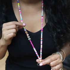 Custom name lanyard is a bead nurse lanyard. This rainbow fun lanyard is special gift for nurse. It can be a badge necklace or badge holder. Colorful lanyards are the perfect addition to your summer jewelry collection. Add some pop color to any outfit when you wear this fun lanyard set. You can choose several length. Extra small: 24'' Small: 30'' Medium: 32'' Large: 34'' W H Y - Y O U ' L L - L O V E - I T ♥ * It's dainty can be worn every day * A special piece you'll treasure * High quality mat Diy Badge Lanyard, Bead Lanyard Diy Badge Holders, Heishi Bead Lanyard, Multicolor Personalized Lanyards With Round Beads, Personalized Multicolor Lanyards With Round Beads, How To Make A Lanyard With Beads, Cute Multicolor Lanyard As A Gift, Cute Multicolor Lanyards As Gift, Cute Multicolor Lanyard As Gift