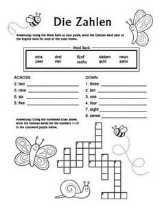 the los numeros crossword puzzle is shown in this printable worksheet