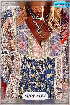 Boho Casual Top Bohemian V-neck Blouse With Graphic Print, Multicolor Vintage Print Tops For Summer, Spring Vacation Tops With Vintage Print, Long Sleeve Patchwork Top For Vacation, Vintage V-neck Top With Boho Print, Spring Vacation Top With Vintage Print, Spring Vacation Vintage Print Tops, Bohemian Graphic Print Blouse For Beach, Blue Vintage Print Tops For Summer