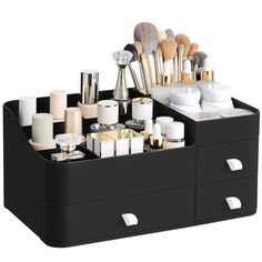 Large and Imple Design:The makeup organizer size is 13.19‘'L x 8.46"W x 5.9"H, Desk organizer made of ABS plastic with smooth surface. Simplify Your Life:Makeup organizer has compartments of various sizes and shapes, stores and organizes makeup palettes, eyeshadows, concealers, powders, nail polish, lotions, perfumes, earring, necklace, makeup brushes and more. Chic Design: Clean, elegant lines and curves make makeup organizer a beautiful addition to your dresser top, looks great on any vanity . Dresser Top, Makeup Palettes, Bedroom Desk, Plastic Organizer, Make Makeup, Cosmetic Organizer, Makeup Organizer, Desk Organizer, Makeup Palette