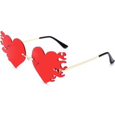 Fun Red Heart-shaped Sunglasses, Red Rimless Sunglasses For Party, Red Heart-shaped Sunglasses For Valentine's Day, Heart-shaped Sunglasses For Valentine's Day, Heart-shaped Sunglasses With Heart Print For Party, Red Heart-shaped Tinted Sunglasses, Fun Red Sunglasses For Valentine's Day, Trendy Red Sunglasses For Valentine's Day, Heart-shaped Party Sunglasses With Heart Print