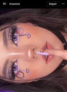 Eye Makeup Inspo, Sweet 16 Makeup, Different Makeup Looks, Cute Halloween Makeup, Purple Eye Makeup, Rave Makeup, Dope Makeup, Eye Makeup Designs, Colorful Eye Makeup