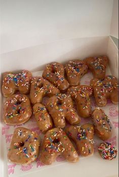 a box filled with lots of donuts covered in sprinkles