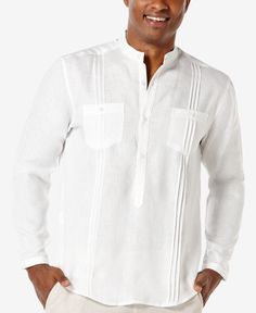 An easy, casual look that is also easy to care for, this linen popover shirt from Cubavera includes two chest pockets and textured vertical stripes. Beach Wedding Attire, Wedding Renewal, Linen Drawstring Pants, Popover Shirt, Mens Linen, Men Shirt, Drawstring Pants