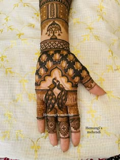 the hand is decorated with henna designs