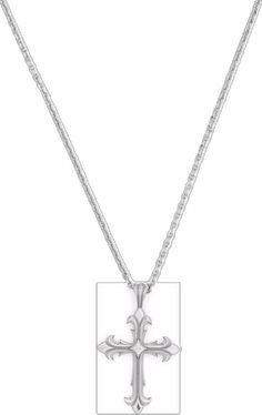 Luxury Silver Cross Necklace For Formal Occasions, Elegant Silver Cross Necklace With Chain, Luxury Silver Sterling Silver Cross Necklace, Elegant Crucifix Cross Necklace With Chain, Luxury Sterling Silver Cross Necklace In Silver, White Gold Necklace With Cross Pendant, Elegant Silver Chain Cross Necklace, Formal Cross Chain Necklaces, Formal Cross Chain Necklace