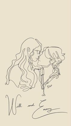 a drawing of two people kissing each other