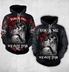 Skull Couple Hoodie And Sweatpants Set You And Me We Got This - LuvinGift Couple Fits, Attractive Guys, Couple Outfits