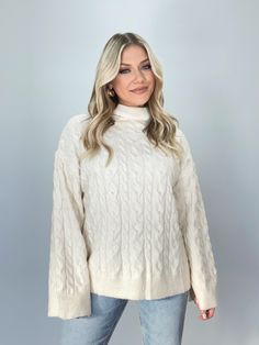 Stay warm and chic this winter with our Log Cabin Cable Knit Sweater. The turtleneck and hooded design, along with the cable knit and neutral tone, create a soft and cozy feel. With a stretchy and comfortable fit, this sweater is perfect for lounging, shopping, or a sweet brunch date. The side slit details, drop shoulders, and relaxed fit add a touch of style and versatility. Embrace the winter season with this luxurious and exclusive piece. Fabric 65% Polyester, 20% Acrylic, 15% Nylon Hand wash Sweet Brunch, Brunch Date, Cable Knit Sweater, Log Cabin, Egift Card, Winter Season, Dresses Xs, Stay Warm, Cable Knit