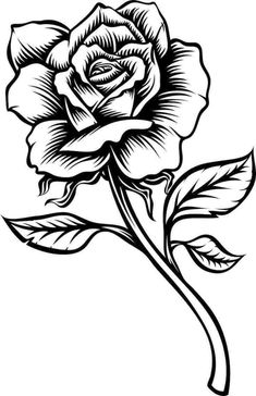 a black and white drawing of a rose