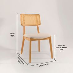 a chair with measurements for the seat and back