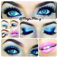 Makeup For White Dress, Stitch Makeup, Stitches Makeup, Lilo Und Stitch, Trendy Eyeshadow, Blue Eyeliner, Trendy Makeup, Makeup Looks Tutorial, Make Up Looks