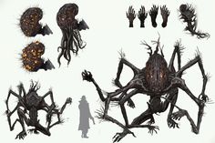 an image of some strange looking creatures with hands and fingers on them, all in various poses