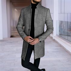 Category:Coat; Season:Fall  Winter; Fabric:Polyester; Sleeve Length:Long Sleeve; Gender:Men's; Style:Streetwear,Casual Daily,Fashion,Business; Occasion:Weekend,Work,Going out,Wear to work; Outerwear Length:Long; Placket:Single Breasted; Fit Type:Regular Fit; Function:Breathable,Comfortable,Warm; Pattern:Geometry,Plaid / Check; Design:Print,Pocket; Neckline:Turndown; Outerwear Type:Coat; Listing Date:08/22/2023; Bust:; Length:; Shoulder Width: Plaid Single Breasted Long Sleeve Wool Coat, Geometry Fashion, Streetwear Business, Luxury Men's Houndstooth Outerwear, Semi-formal Long Sleeve Outerwear With Houndstooth Pattern, Luxury Plaid Men's Outerwear, Graphic Jacket, Graphic Jackets, Plaid Double-breasted Houndstooth Outerwear