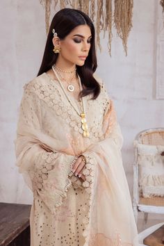 Product Description: Embroidered And Embellished Chikankari Karandi Shirt Organza Embroidered Laser Cut Dupatta Dyed Karandi Trouser Pakistani Designers, Fashion Consultant, Best Wear, Winter Wear, Hand Embroidered, 3 Piece, Laser Cut, New Dress, Dye