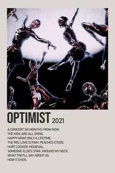 an advertisement for the upcoming concert, optimist