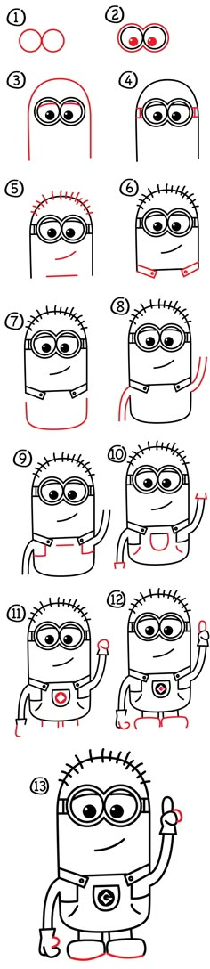 how to draw an animated character from the movie despicable monsters step by step