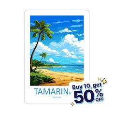 a poster with the words tamarin on it and an image of a palm tree