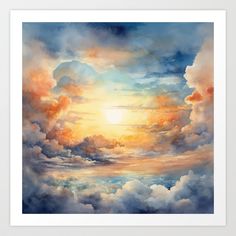 Clouds at Sunset  Art Print by VanoverDesigns Clouds At Sunset, Mediums Of Art, Ad Art, Sunset Art, Art Project, Love Art, Art Ideas, Art Projects, Art Painting