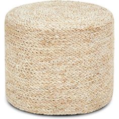 a large round jute ottoman in natural colors