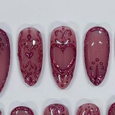 Pink Gel Nail Designs, Ornamental Nails, Press On Designs, Press On Nail Designs, Frame Nails, Length Nails, Purple Nail Art, Press On, Nails Purple