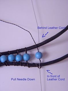 the instructions for how to make a beaded leather cord bracelet with beads on it