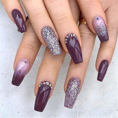 100+ Best Nail Designs Colors for Spring 2019 - Rose idea - The best ideas for fashion Cuffin Nails, French Pedicure, Purple Nail Art, Bridal Nail Art, Purple Nail Designs, Winter Nails Acrylic, Purple Nail, Nail Designs Glitter