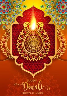 happy diwali festival with colorful background and decorative lights on the occasion royalty illustration