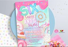 a birthday party with doughnuts and sprinkles on the table next to napkins