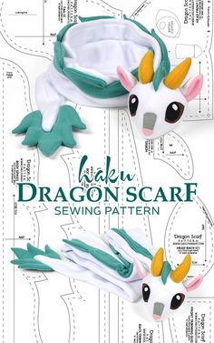 the dragon scarf pattern is shown with instructions for how to sew and make it