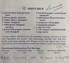 a recipe for dirty rice with instructions on how to make it