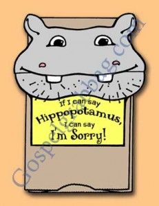 a hippopotamus sticker with the words i'm sorry on it