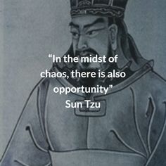 a drawing of a man with a crown on his head and the words sun tzu above it