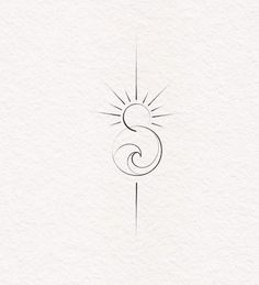 a line drawing of the number three on a piece of paper with sun rays coming out